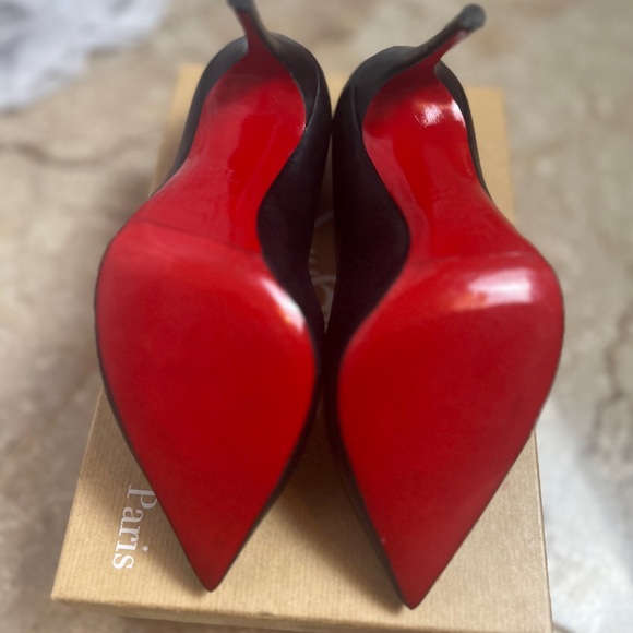 Christian Louboutin Hot Chick 100 Black Nappa with Casali Mirror Soles 37.5 - Picture 11 of 16
